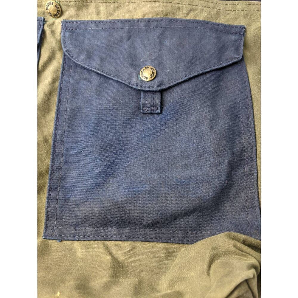 Filson Vintage Two Tone Tote Bag Canvas Green Navy w Pockets **Distressed Stains - Picture 11 of 16